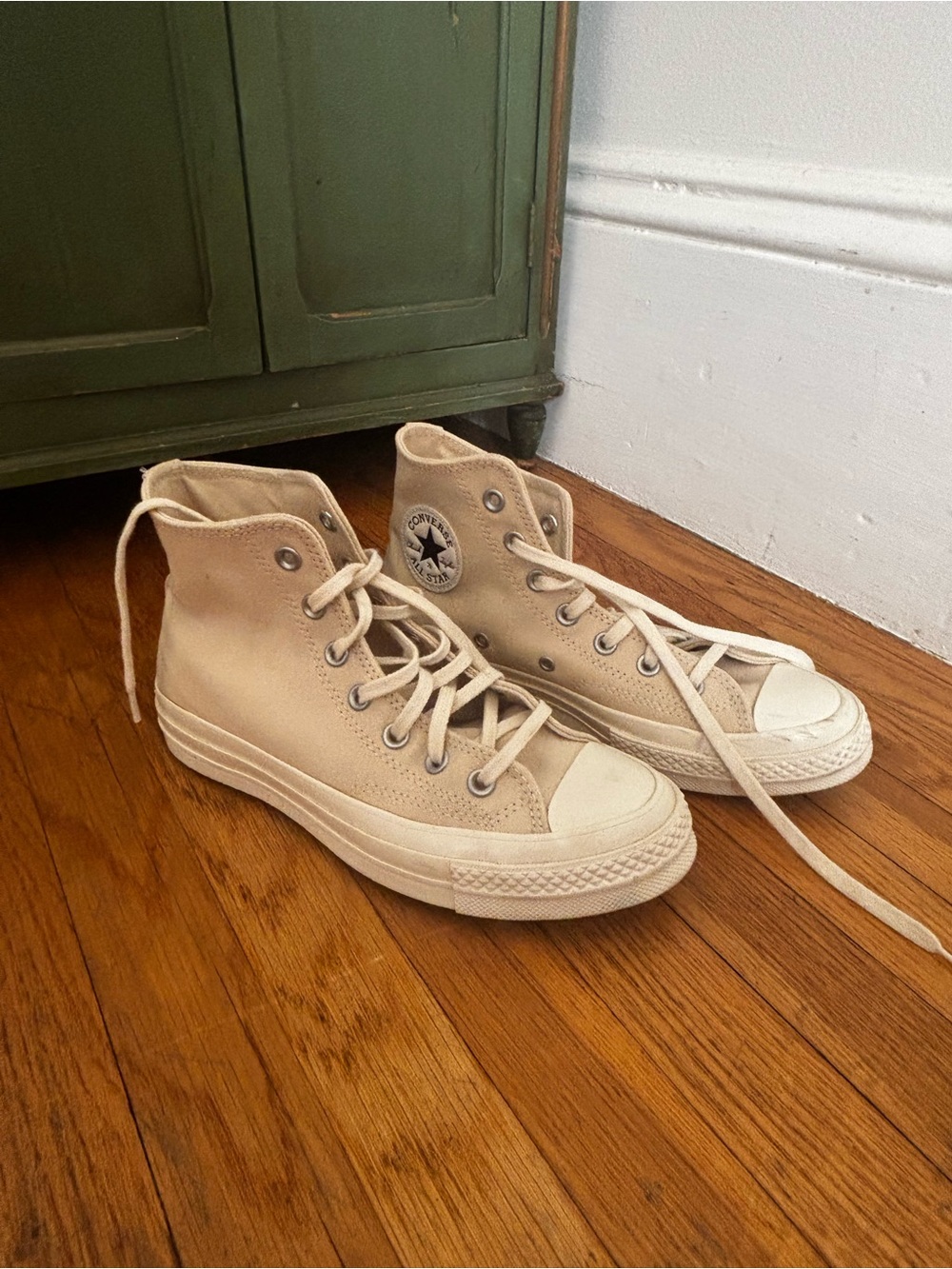 Converse High Top Sneakers in Tan Canvas